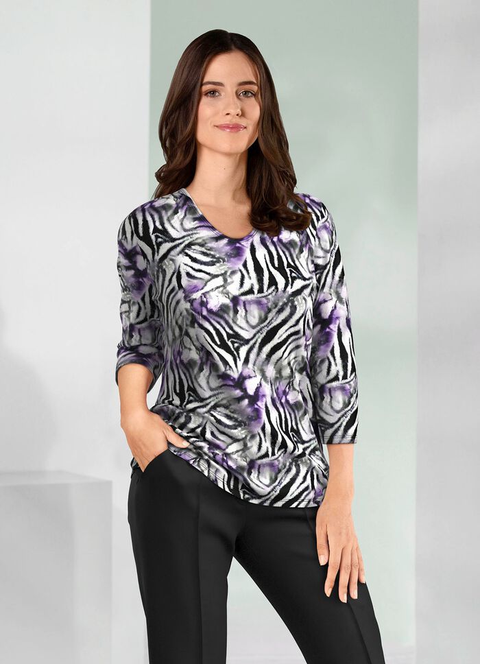 Shirt met ronde V-hals 