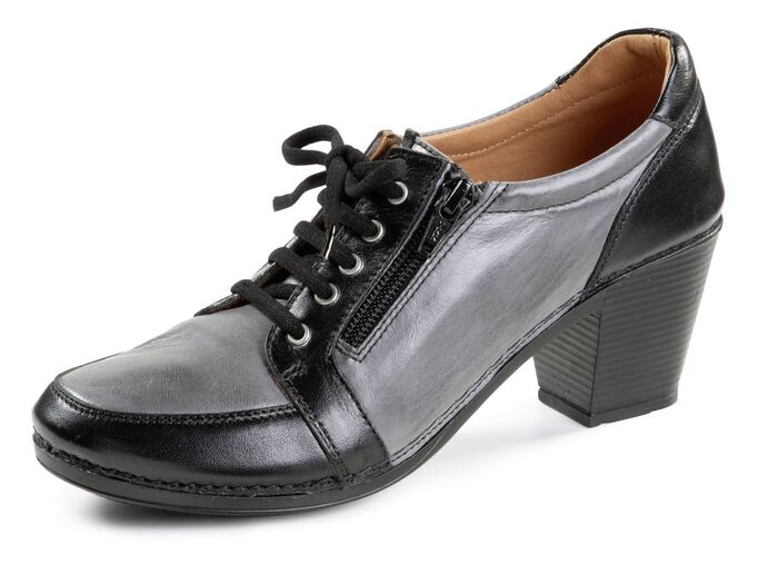 Gemini draver met veters van gedeeltelijk schaduwrijk nappaleer GRIJS-ZWART