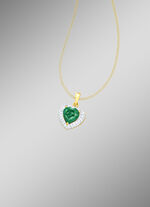 Hartvormige kettinghanger met smaragd 