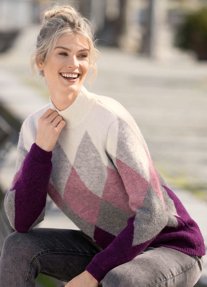 Trui van zeer zachte kwaliteit BEERE-GRAU-ECRU