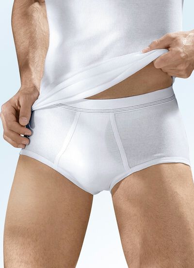 Hermko vijf-pack dubbelribbelslip met opening, wit 