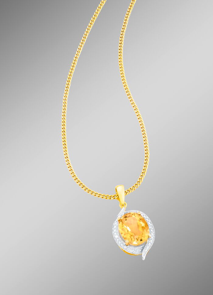 Kettinghanger met echte citrien en diamanten 