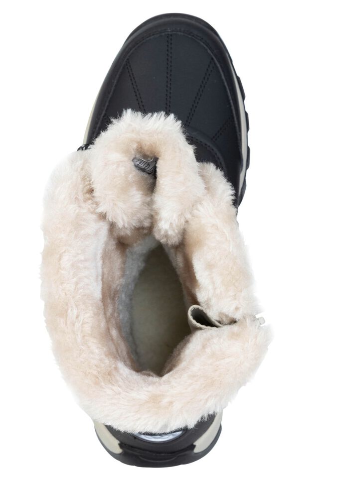 Gevoerde dameslaarzen, winterschoenen, met rits ECRU-ZWART