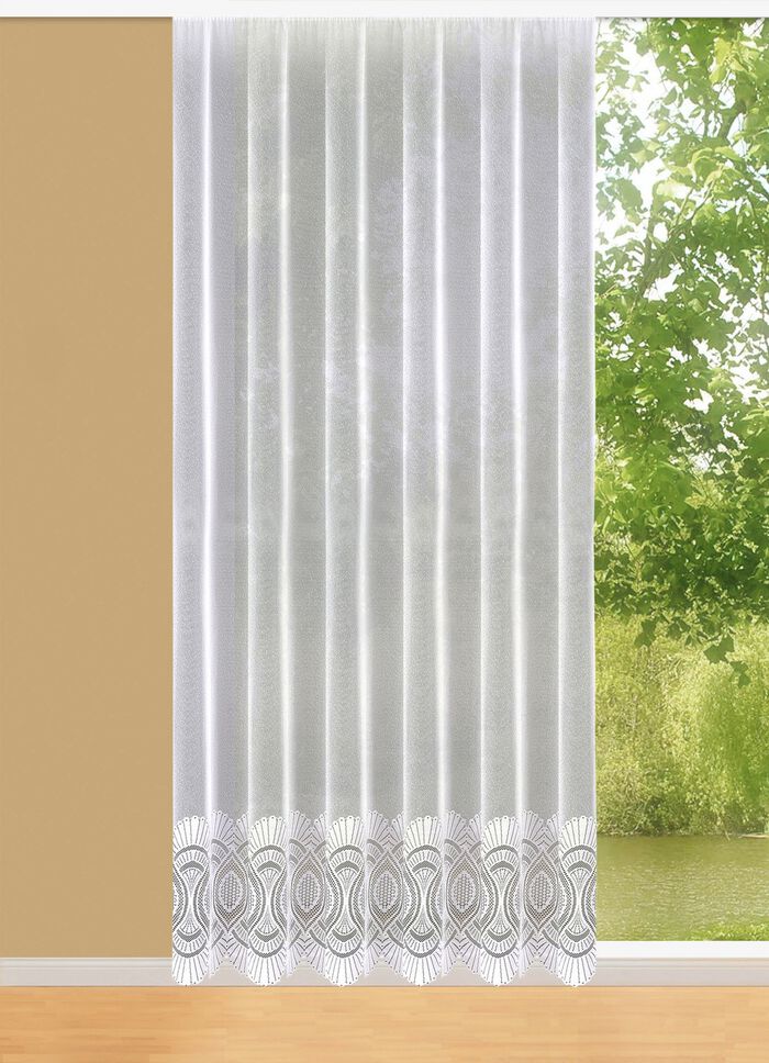 Lange venstervitrage met universele railband 