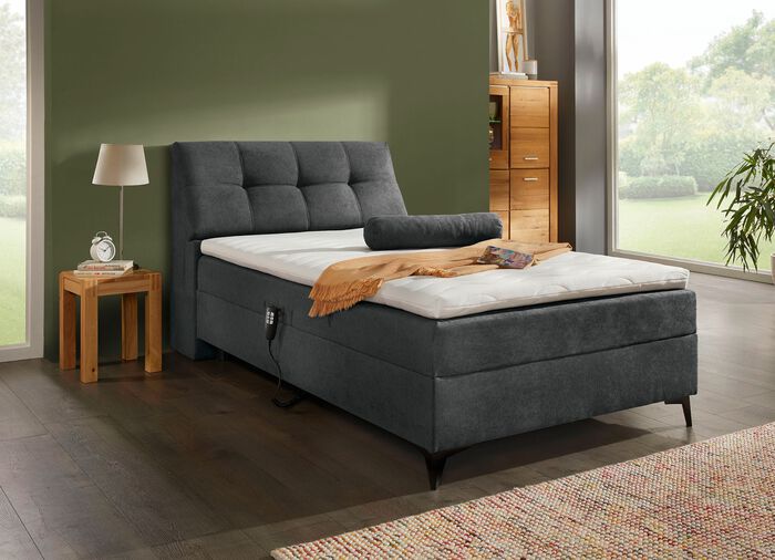 Prachtig boxspringbed met elektronische hoofd- en voeteneindeverstelling GRAFIET