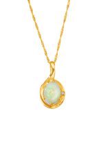 Kettinghanger met Singaporeketting, echt opaal en synth. zirkonia 