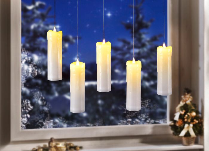 LED-kaarsen met transparante ophanging, set van 5 