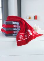 Zachte badstofserie met jacquardrand ROOD