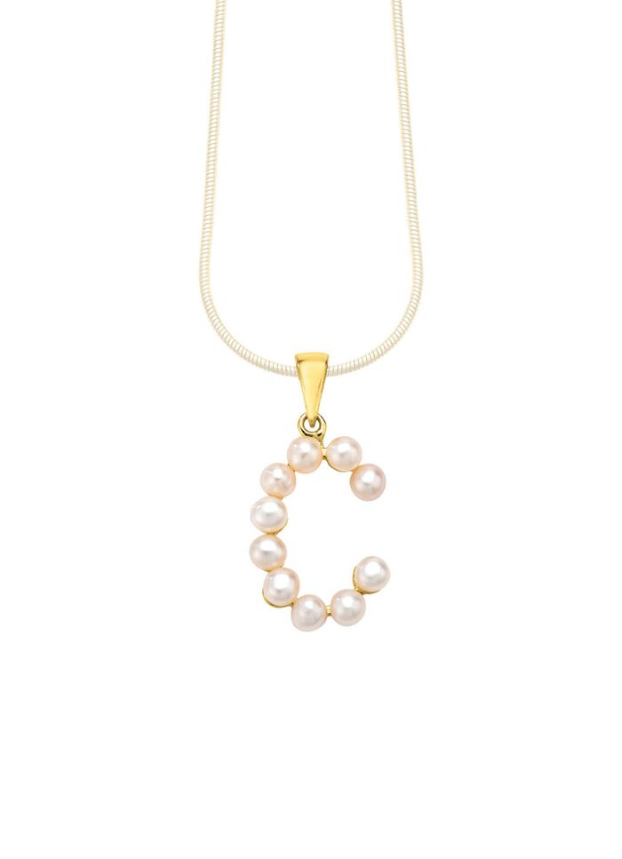 Gepersonaliseerde elegantie: letterhanger met gekweekte zoetwaterparels 