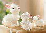 Keramieken konijnenbeeldjes WIT-ROZE