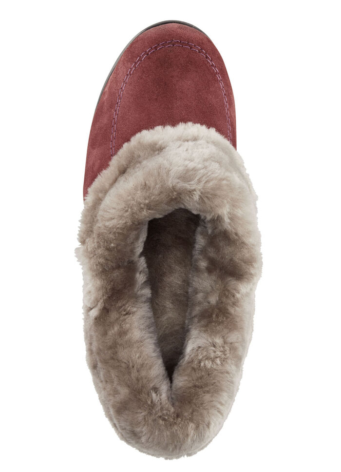 ELENA EDEN pantoffels met voering van echte schapenvacht BORDEAUX-TAUPE