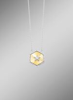 Bicolor collier met 1 briljant geslepen diamant en 36 diamanten 