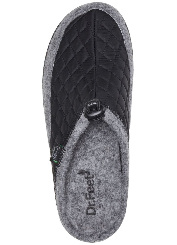 Pantoffels met elastisch trekkoord ZWART-GRIJS