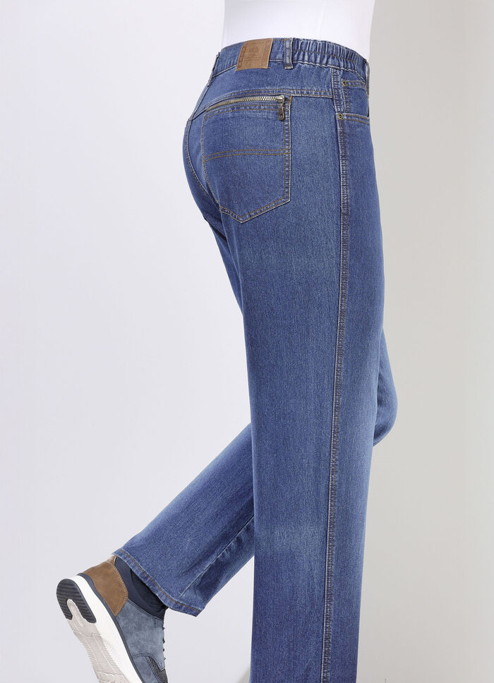 Jeans met elastische taillebandinzetstukken in 3 kleuren LICHTE JEANS