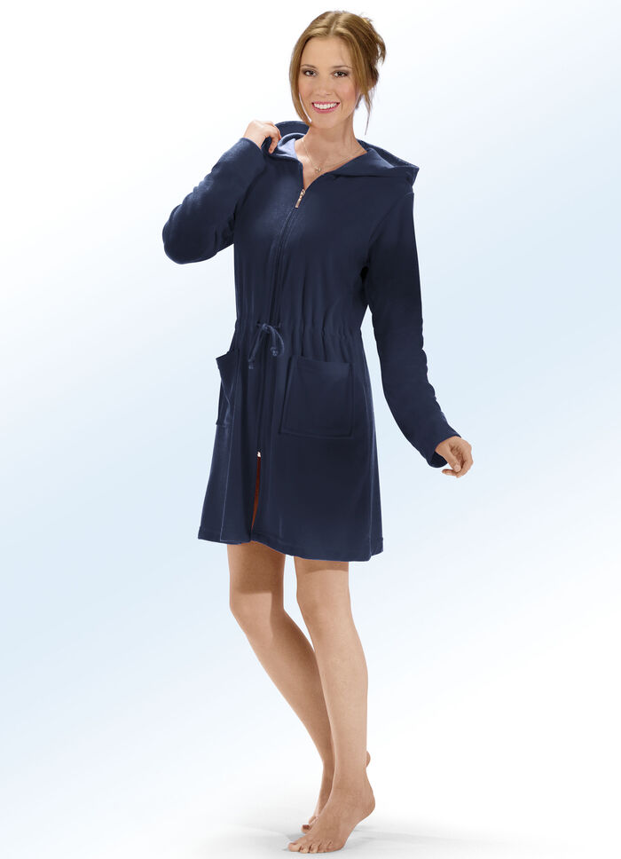 Badjas met trekkoord NACHTBLAUW