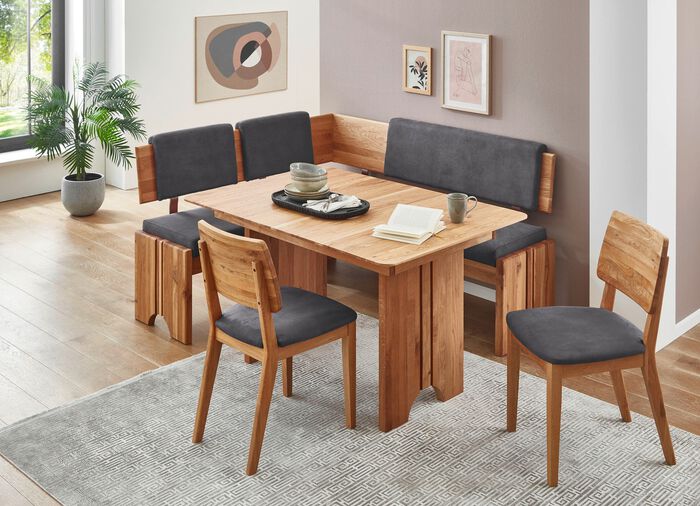 Hoekbankset met frame van massief, geolied eikenhout 