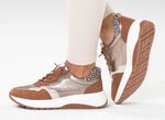 Caprice, trendy damessneakers, breedte G, met uitneembaar voetbed COGNAC-ALTGOLD