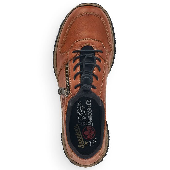 Rieker pantoffels met Memo Soft binnenzool COGNAC-ZWART