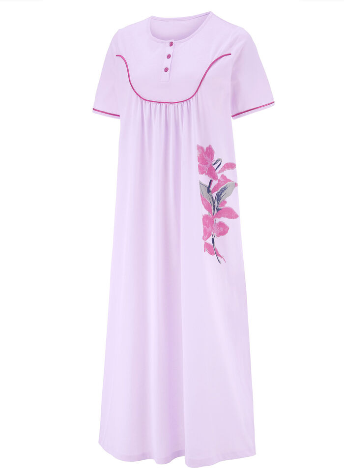 Nachthemd tot op de kuit met knoopsluiting en korte mouwen SERING