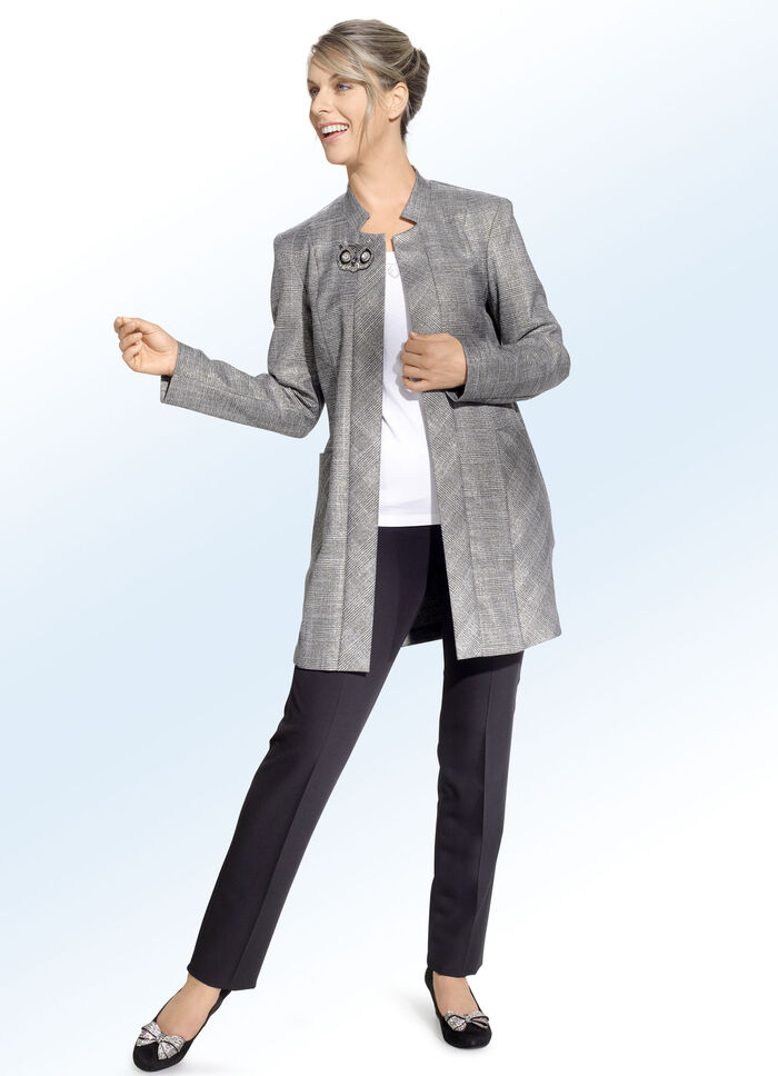 Lange blazer met glencheck-design 