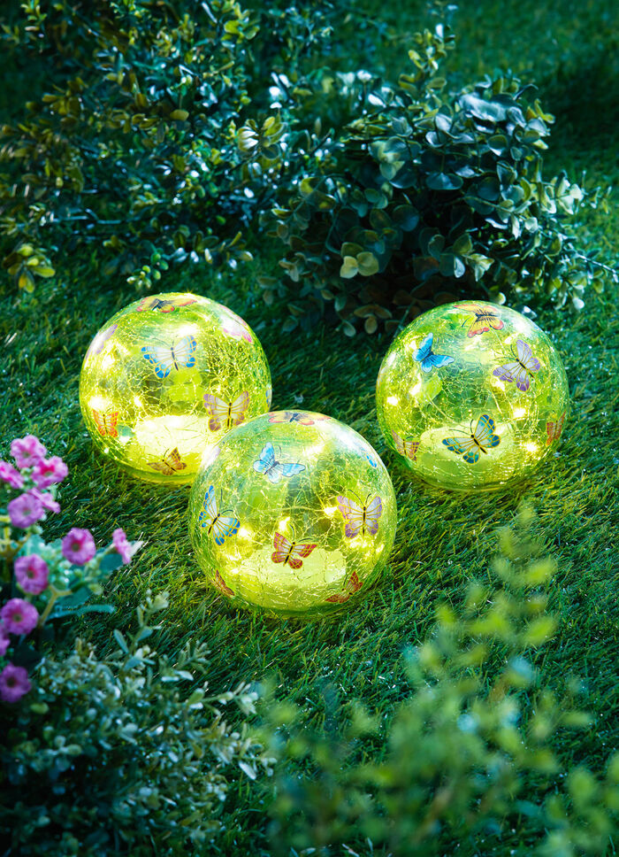 LED-glasbollen "Vlinder", set van 3 