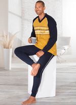 Pyjama, met V-hals en ribboorden 