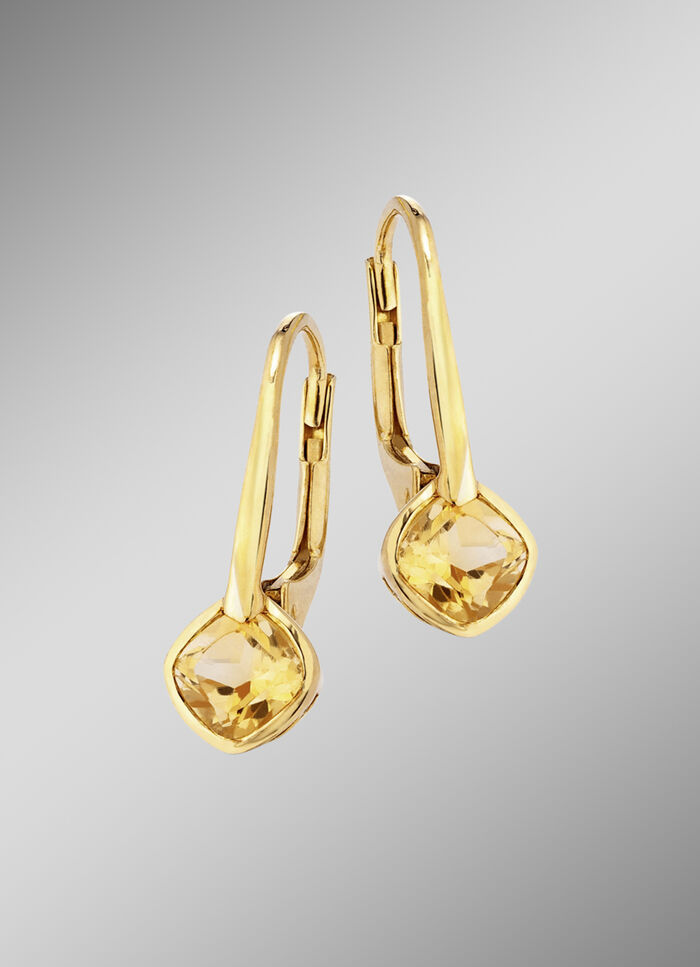 Oorbellen met echte citrien 