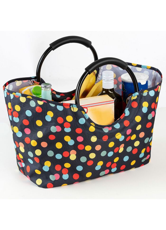 Boodschappenmand met kleurrijk boodschappenpatroon 