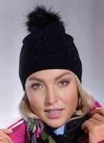 Muts met subtiele strass steentjes ZWART