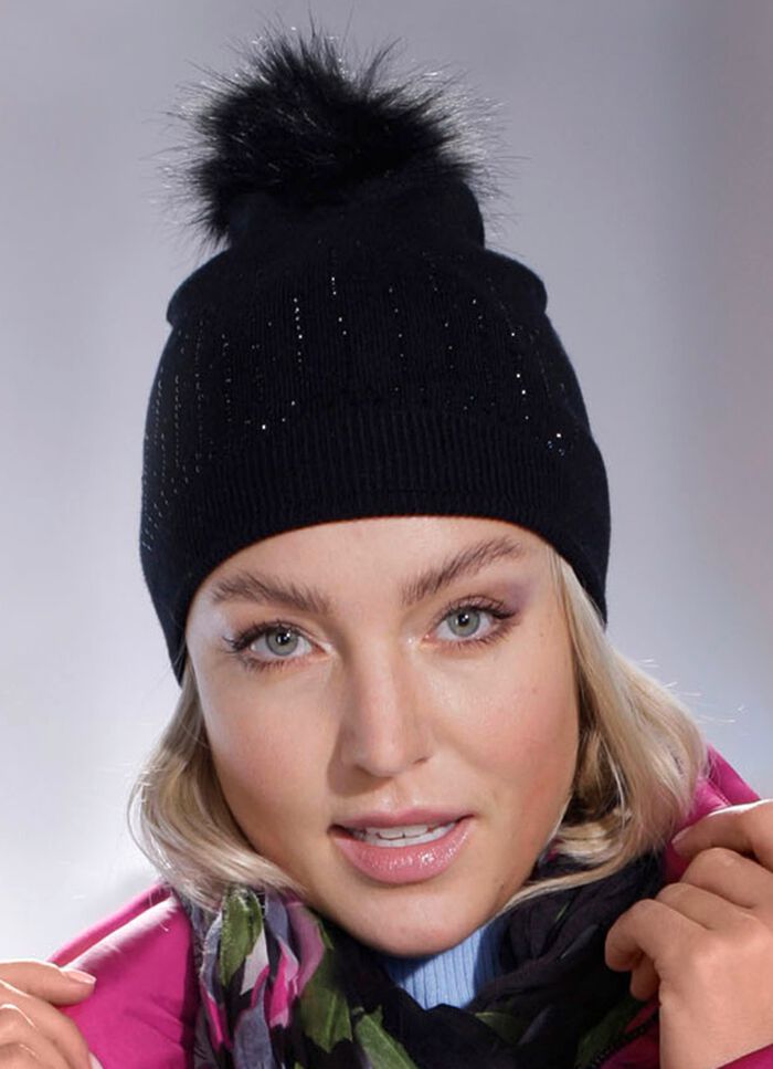 Muts met subtiele strass steentjes ZWART