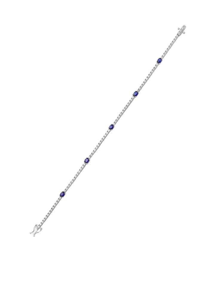 Hoogwaardige armband met diamanten en echte saffier 