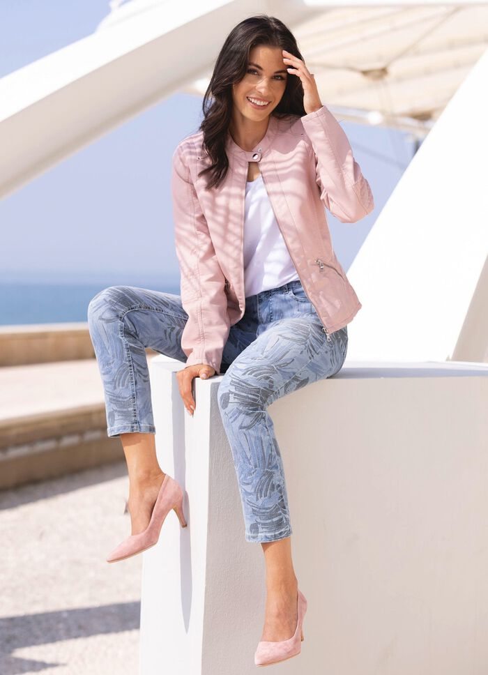 Jeans met all-over bloemenprint 