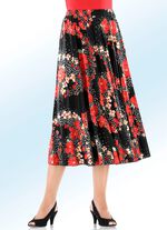 Geplooide rok in slipmodel ZWART-ROOD