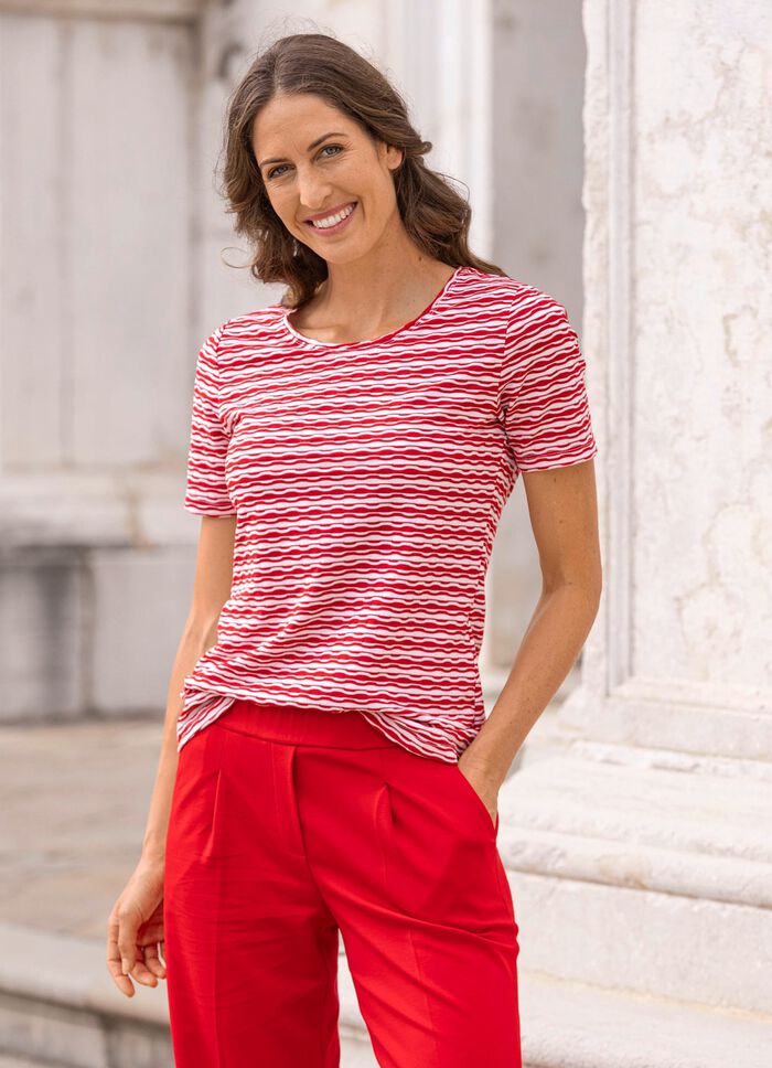 Shirt met gestreepte look in 2 kleuren 