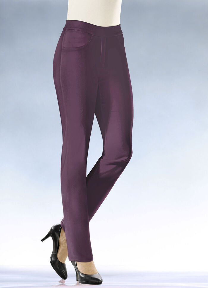Zachte stretchbroek in een comfortabele pull-on stijl BORDEAUX