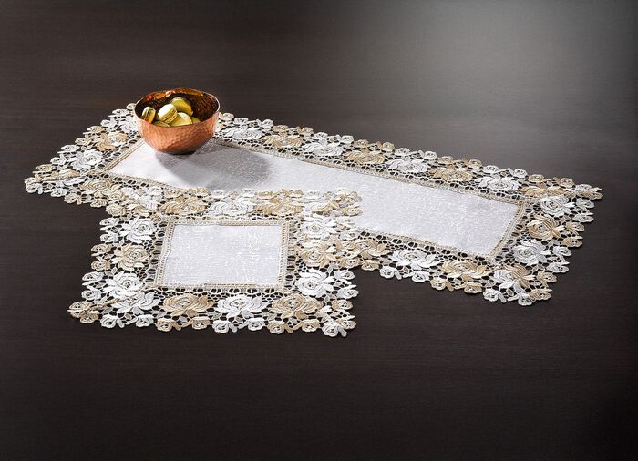 Tafelkleed met kanten rand CR&Egrave;ME