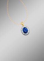 Kettinghanger met echte diamanten en een echte blauwe saffier 