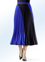 Pliss&eacute;rok met een contrasterend inzetstuk KONINGSBLAUW-ZW