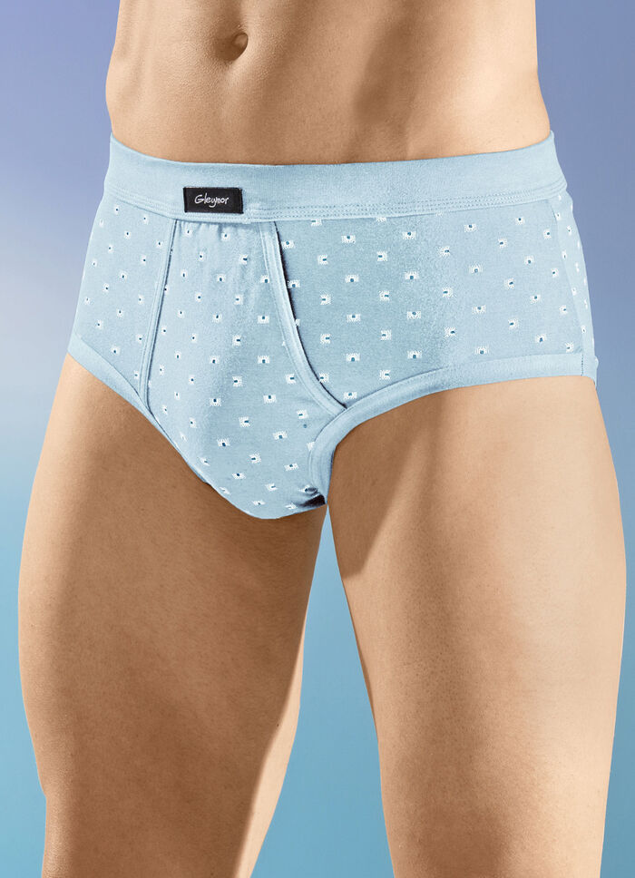 Vijfdelige slip van fijne jersey met gulp en all-over patroon 