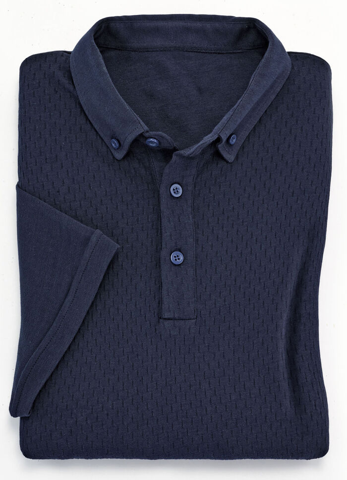 Poloshirt in gestructureerde kwaliteit MARINE