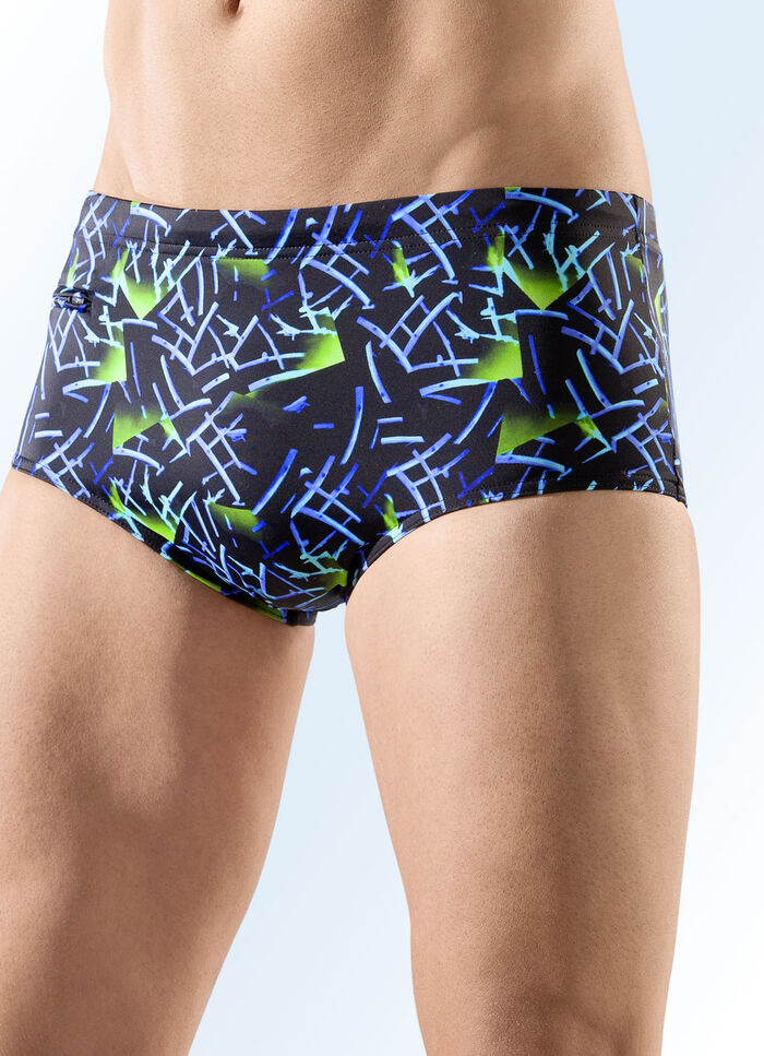 Zwembroek met hoge slipvorm en zakje met ritssluiting 