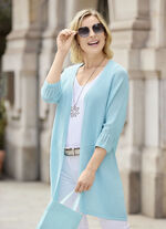 Cardigan met subtiele opengewerkte en glittereffecten 