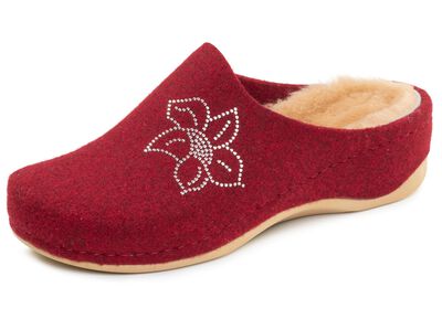 Mubb, gevoerde damespantoffels, breedte H, met lamsvacht 