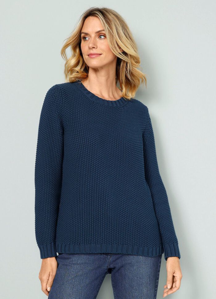 Grofgebreide trui met sjaal 