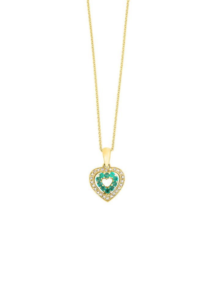 Hanger met synthetische zirkonia en groene sierstenen 