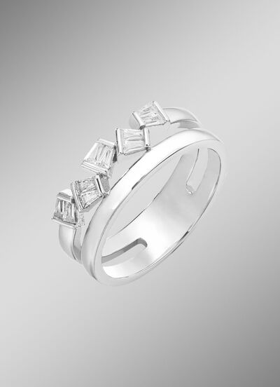 Moderne damesring met synthetische zirkonia 