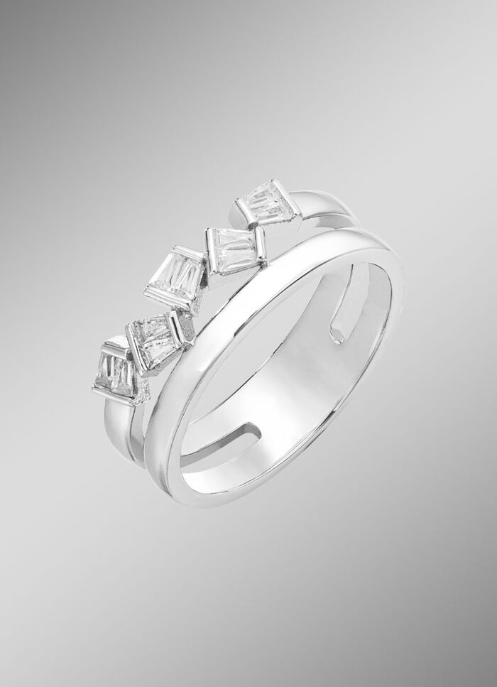 Moderne damesring met synthetische zirkonia 