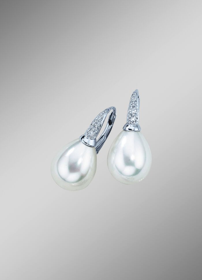 Oorbellen met zoetwaterparels in druppelvorm 