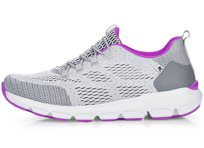 Rieker sneakers met elastische decoratieve vetersluiting GRIJS-ROZE
