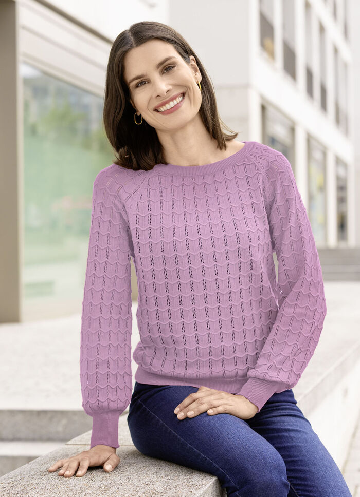 Trui met raglanmouwen in een licht ballonvorm FLIEDER